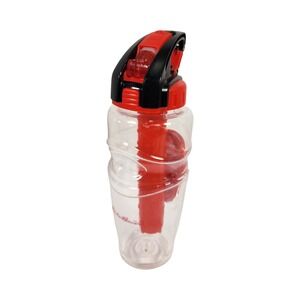 Eddie Bauer Water Bottle with Freezer Stick Red Clear Flip Top Straw Sporty